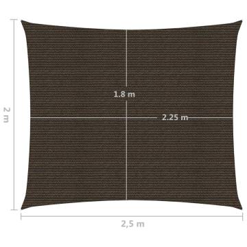 Sunshade Sail 160 g/m² Brown 2x2.5 m - HDPE Outdoor Shade