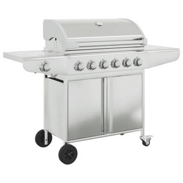 Gas BBQ Grill with 7 Burners - Silver Stainless Steel