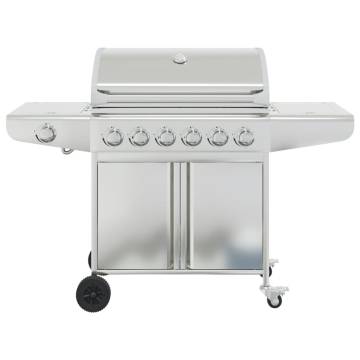 Gas BBQ Grill with 7 Burners - Silver Stainless Steel