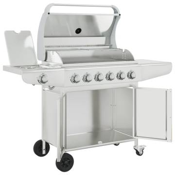 Gas BBQ Grill with 7 Burners - Silver Stainless Steel