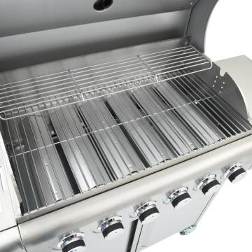 Gas BBQ Grill with 7 Burners - Silver Stainless Steel