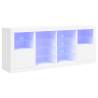 Modern White Sideboard with LED Lights - 163x37x67 cm