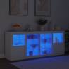 Modern White Sideboard with LED Lights - 163x37x67 cm