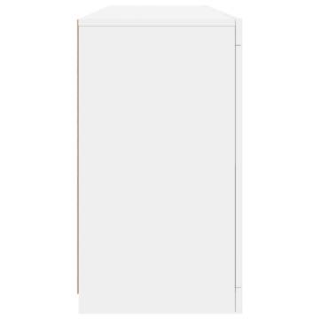 Modern White Sideboard with LED Lights - 163x37x67 cm