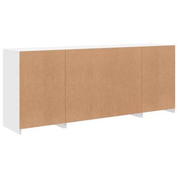 Modern White Sideboard with LED Lights - 163x37x67 cm