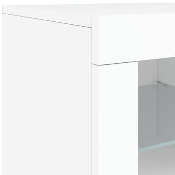 Modern White Sideboard with LED Lights - 163x37x67 cm