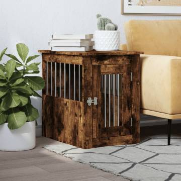 Stylish Dog Crate Furniture in Smoked Oak - 45x62x59 cm