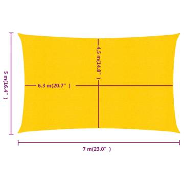 Buy Yellow Rectangular Sunshade Sail 5x7m | HDPE 160 g/m²