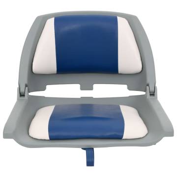 4 Piece Foldable Boat Seat Set with Blue-White Pillow