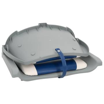 4 Piece Foldable Boat Seat Set with Blue-White Pillow