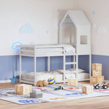 Kids' Bed Roof White - Solid Pine Wood 55x99x139.5 cm