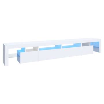 Modern White TV Cabinet with RGB LED Lights - 260x36.5x40 cm