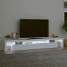 Modern White TV Cabinet with RGB LED Lights - 260x36.5x40 cm