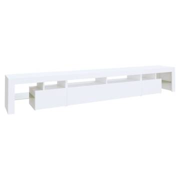 Modern White TV Cabinet with RGB LED Lights - 260x36.5x40 cm