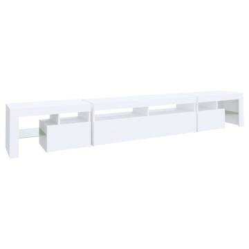 Modern White TV Cabinet with RGB LED Lights - 260x36.5x40 cm