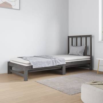 Pull-out Day Bed Grey - Solid Pinewood 2x(90x190) cm