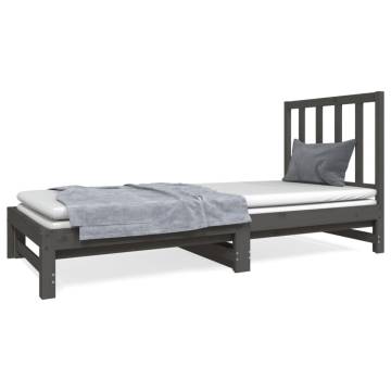 Pull-out Day Bed Grey - Solid Pinewood 2x(90x190) cm