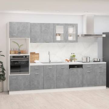 7 Piece Kitchen Cabinet Set - Concrete Grey - Stylish & Durable