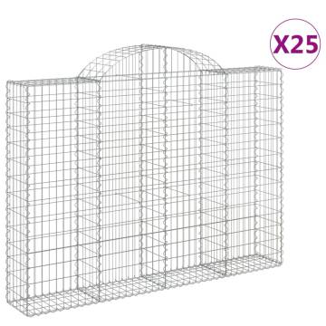 Arched Gabion Baskets - 25 pcs Galvanised Iron Garden Barriers