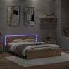 Bed Frame with Headboard and LED Sonoma Oak 160x200 cm Colour sonoma oak Size 160 x 200 cm 