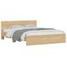 LED Bed Frame with Headboard - Sonoma Oak 160x200 cm