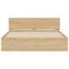 LED Bed Frame with Headboard - Sonoma Oak 160x200 cm