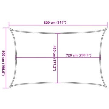 Light Grey Sunshade Sail 5x8 m HDPE - Durable UV Protection