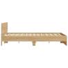 LED Bed Frame with Headboard - Sonoma Oak 160x200 cm