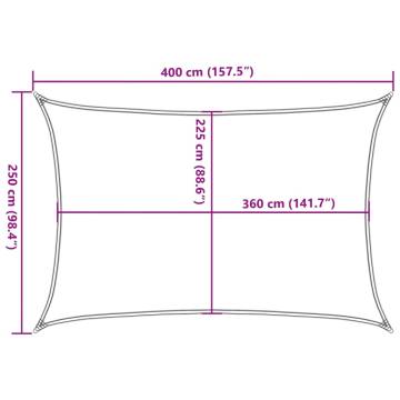 Light Grey Sunshade Sail 2.5x4 m - UV Resistant HDPE