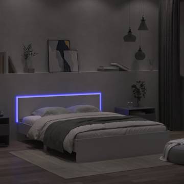 Stylish Bed Frame with LED Headboard - 160x200 cm White