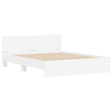 Stylish Bed Frame with LED Headboard - 160x200 cm White