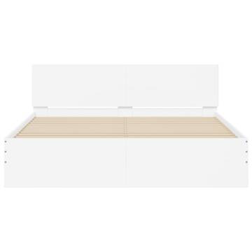 Stylish Bed Frame with LED Headboard - 160x200 cm White