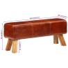 Gym Bok Bench Brown - 110 cm Real Leather & Solid Mango Wood