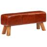 Gym Bok Bench Brown - 110 cm Real Leather & Solid Mango Wood