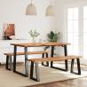 3 Piece Dining Set with Live Edge Solid Wood Acacia Length 140 cm Number of 3 