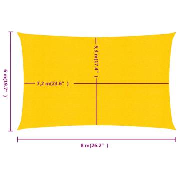 Sunshade Sail 160 g/m² Rectangular Yellow 6x8 m - HDPE