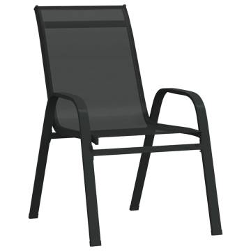 Stackable Garden Chairs 4 pcs - Black Textilene Fabric