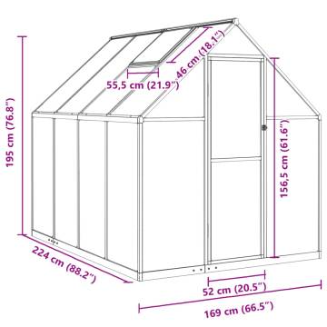 Silver Greenhouse with Base Frame - 224x169x195 cm