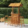 5 Piece Garden Bar Set Solid Wood Acacia Model bar stools with round seat Number of 4 