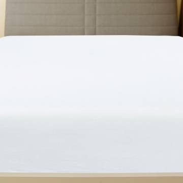 Jersey Fitted Sheet White 160x200 cm - Soft Cotton Comfort