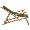 Bamboo Deck Chair with Green Canvas - Stylish Comfort