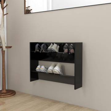 Wall Shoe Cabinet Black - 80x18x60 cm Engineered Wood | HipoMarket