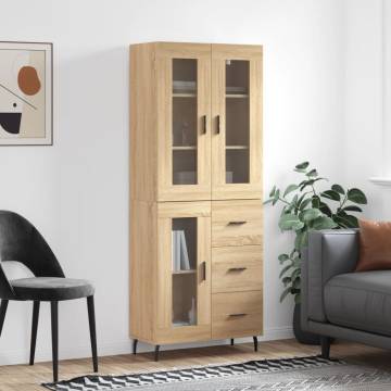 Stylish Highboard Sonoma Oak - 69.5x34x180 cm | HipoMarket