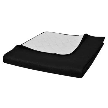 Double-sided Quilted Bedspread Black/White 220x240 cm