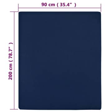 Jersey Fitted Sheets - Navy Blue 90x200 cm (2 pcs) | Hipomarket