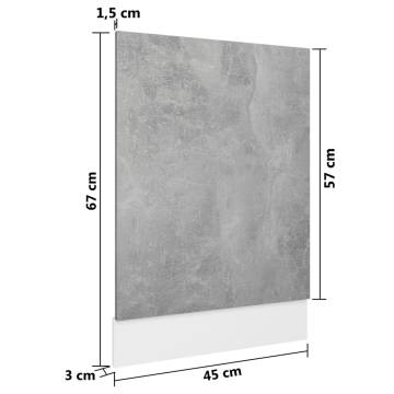 Dishwasher Panel Concrete Grey - 45x3x67 cm Engineered Wood