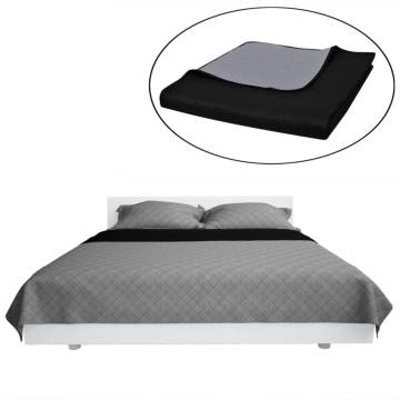 Double-Sided Quilted Bedspread Black/Grey - 230x260 cm