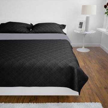 Double-Sided Quilted Bedspread Black/Grey - 230x260 cm