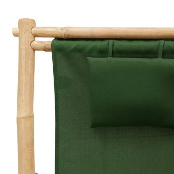 Bamboo Deck Chair with Green Canvas - Stylish Comfort