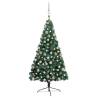 Artificial Half Pre-lit Christmas Tree with Ball Set Green 240 cm Colour green and rose Size 240 x 125 cm Quantity in Package 1 Number of Branch Tips 